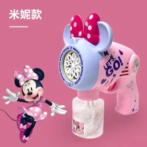Disney Mickey Mouse Electric Bubble Gun Kids Toy Bubbles Machine Automatic Soap Blower With Light Outdoor Games Gift