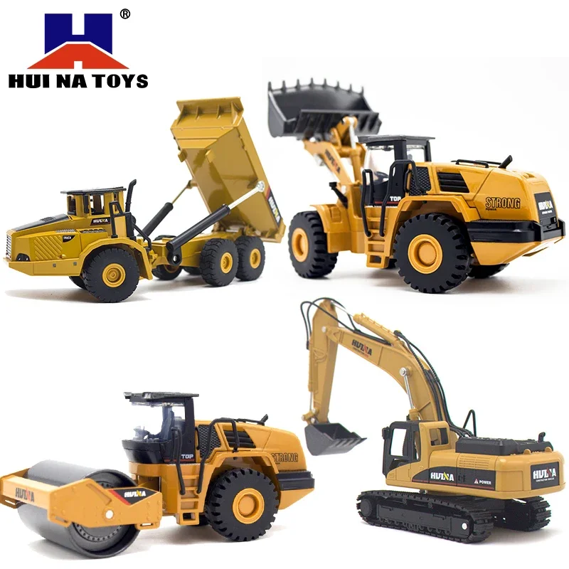 Huina 1:50 static mixer dump truck loader roller engineering vehicle suit excavator model children's toy engineering alloy model - Image 2